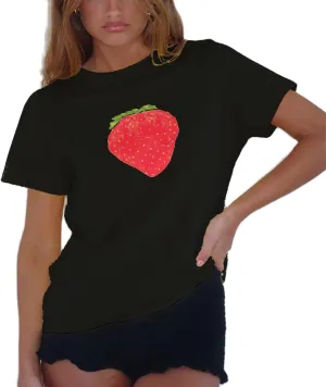 Women Oversized Graphic Tee Y2k Fruit Print Short Sleeve Crewneck T Shirt Aesthetic Loose Fit Top Summer Streetwear