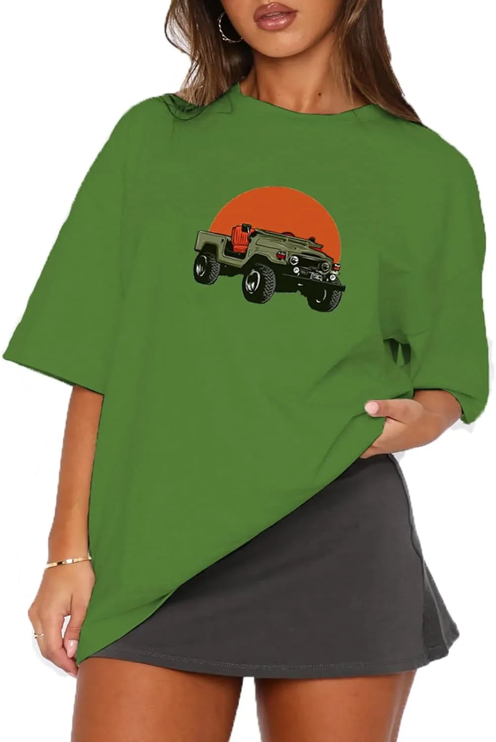 Women Oversized Graphic Tee Y2k Fruit Print Short Sleeve Crewneck T Shirt Aesthetic Loose Fit Top Summer Streetwear