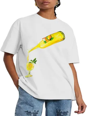 Women Oversized Graphic Tee Y2k Fruit Print Short Sleeve Crewneck T Shirt Aesthetic Loose Fit Top Summer Streetwear