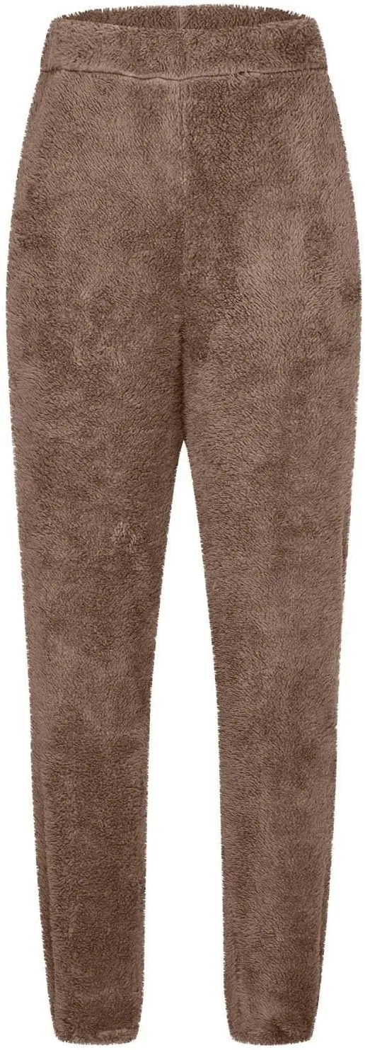 Women Sherpa Lined Pants Winter Warm Thicken Jogger Athletic Sweatpants Fuzzy Fleece Velvet Pajama Bottoms Sleepwear