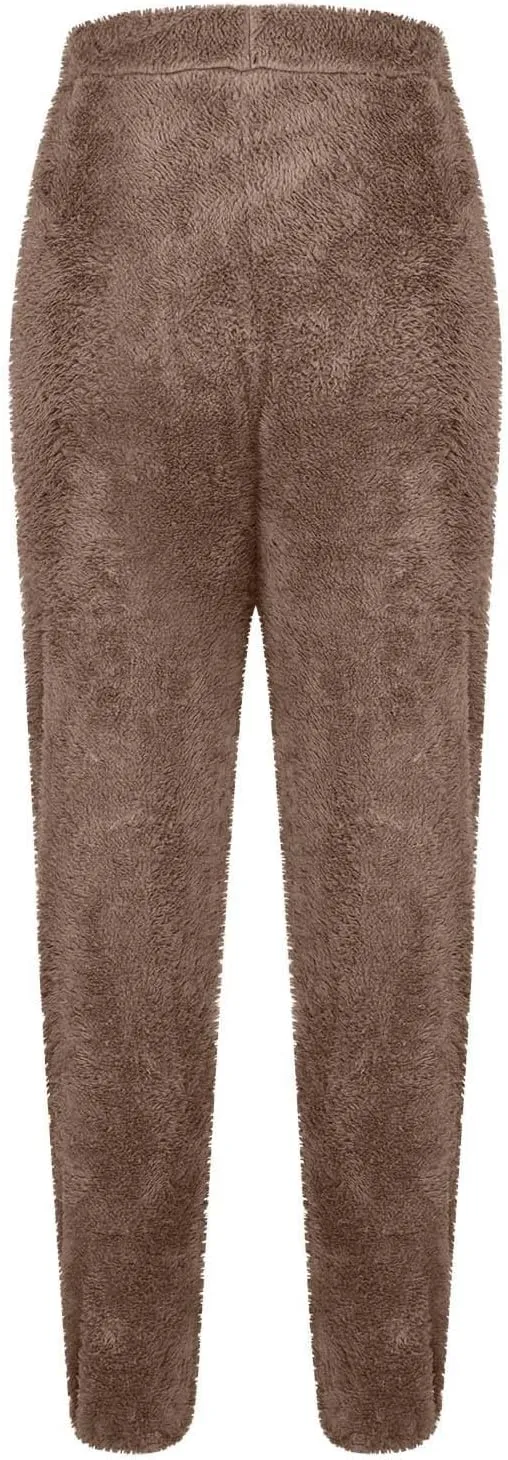 Women Sherpa Lined Pants Winter Warm Thicken Jogger Athletic Sweatpants Fuzzy Fleece Velvet Pajama Bottoms Sleepwear