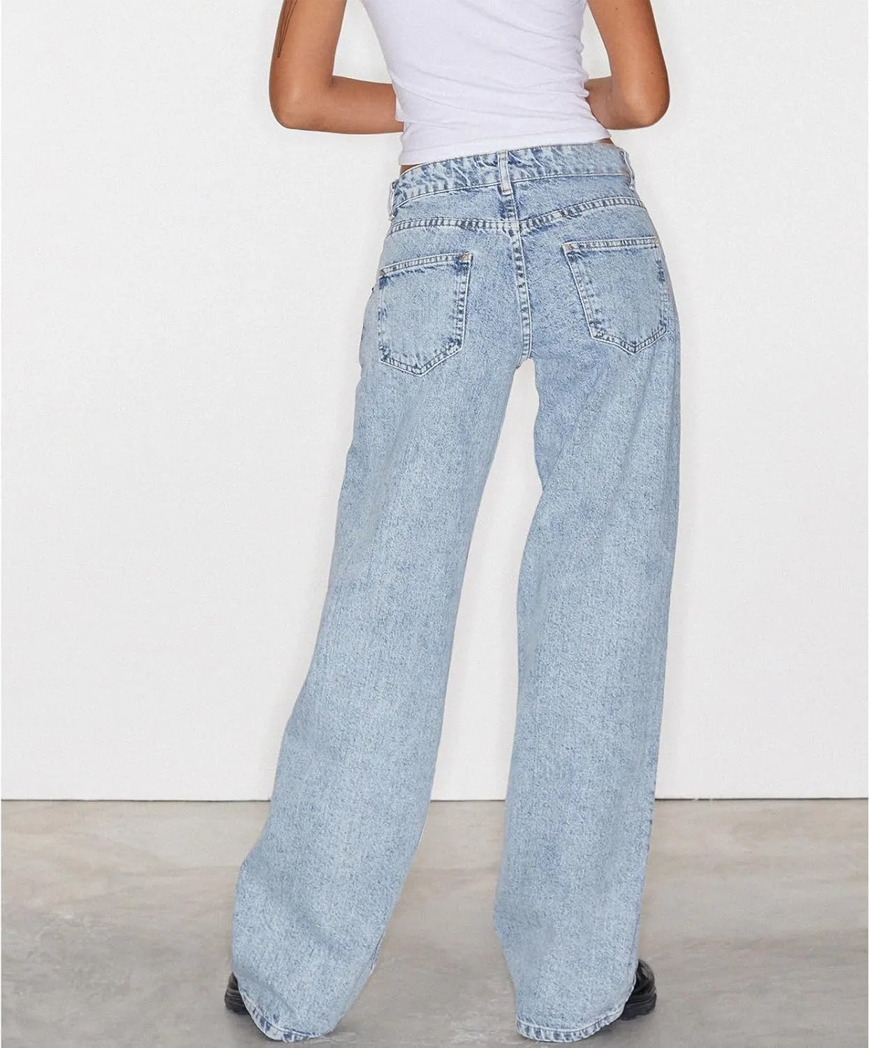 Women Wide Leg Jeans Casual High Waist Baggy Boyfriend Denim Pants Y2K Straight Streetwear Jeans Mom Jeans Trousers
