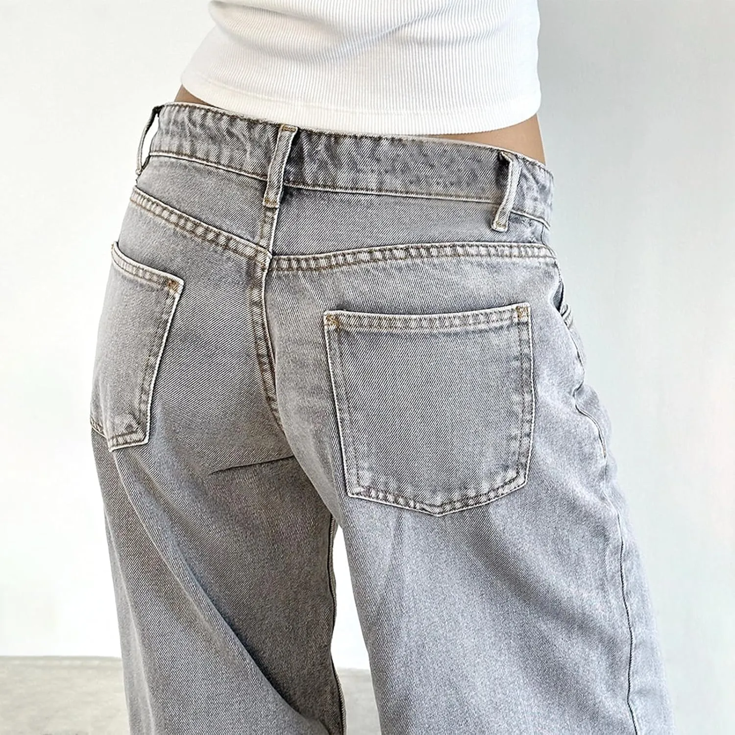 Women Wide Leg Jeans Casual High Waist Baggy Boyfriend Denim Pants Y2K Straight Streetwear Jeans Mom Jeans Trousers