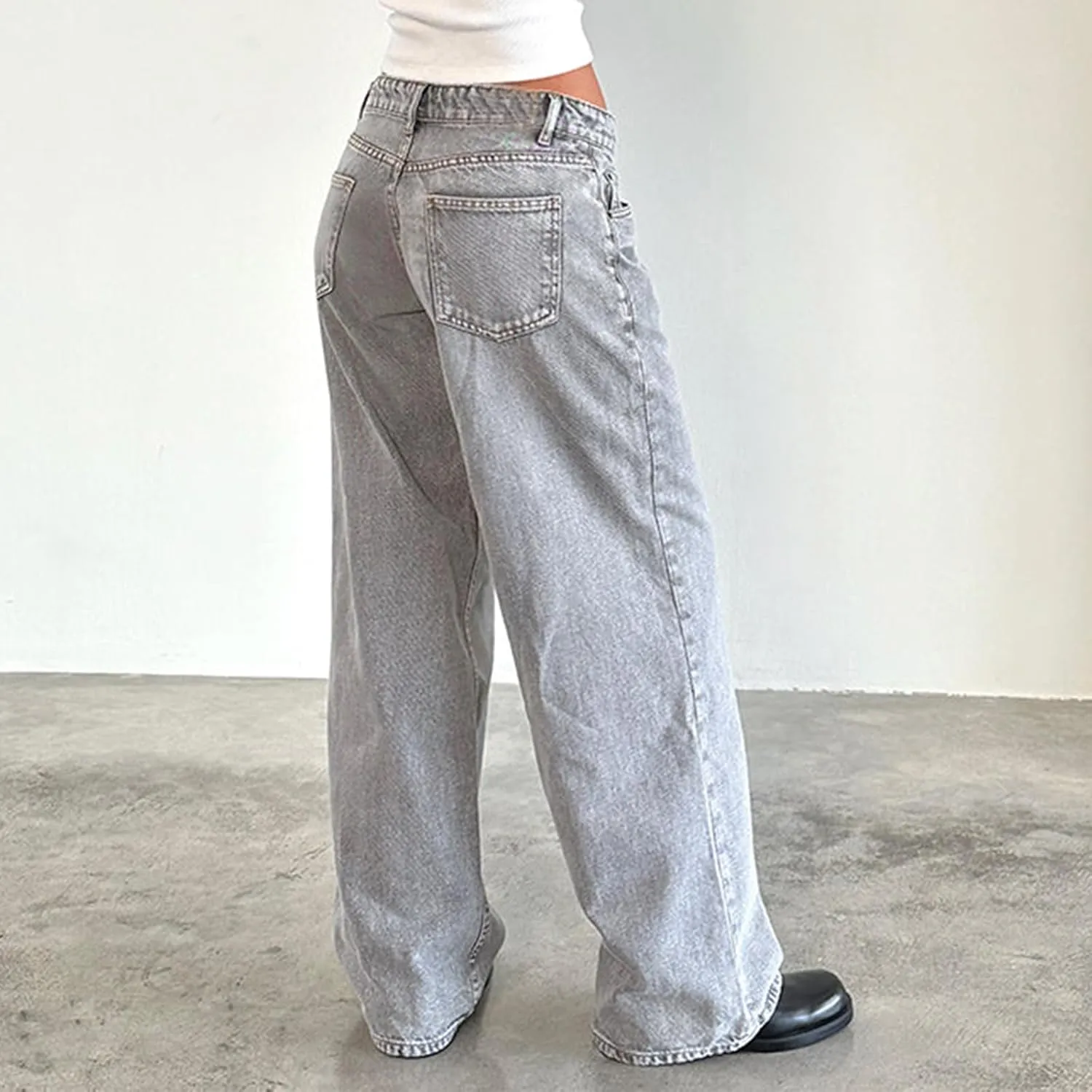Women Wide Leg Jeans Casual High Waist Baggy Boyfriend Denim Pants Y2K Straight Streetwear Jeans Mom Jeans Trousers
