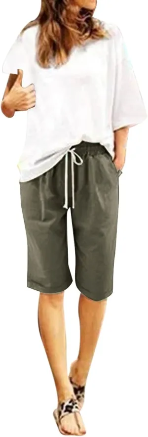 Women Wide Leg Linen Pants 2025 Summer High Waisted Palazzo Pants Office Loose Flowy Trouser with Pockets