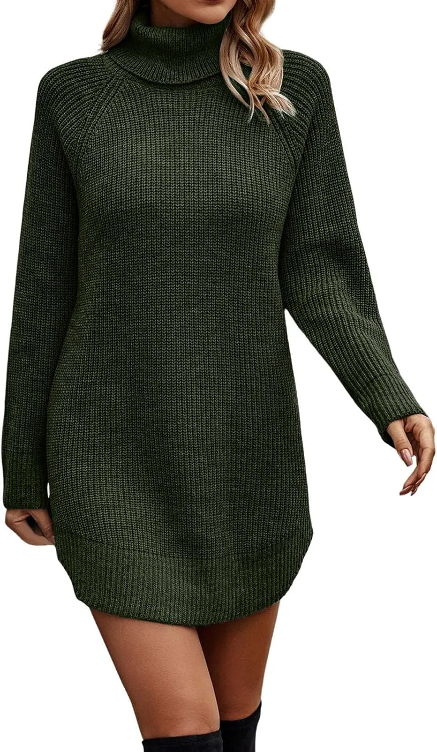 Women's 2023 Fall Winter Long Sleeve Turtleneck Sweaters Soft Knit Oversized Long Pullover Sweater Dress