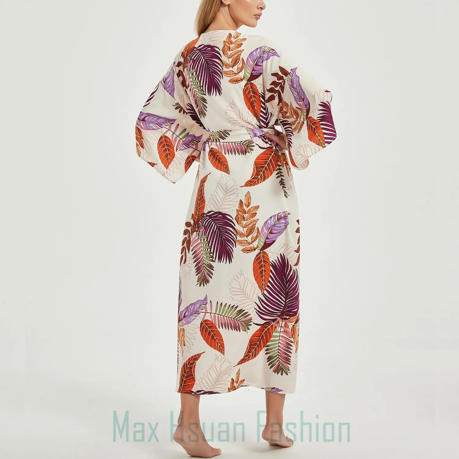 Women's Bohemian Floral Print Kimono Cardigan Summer Swimsuit Beach Cover Up Dresses