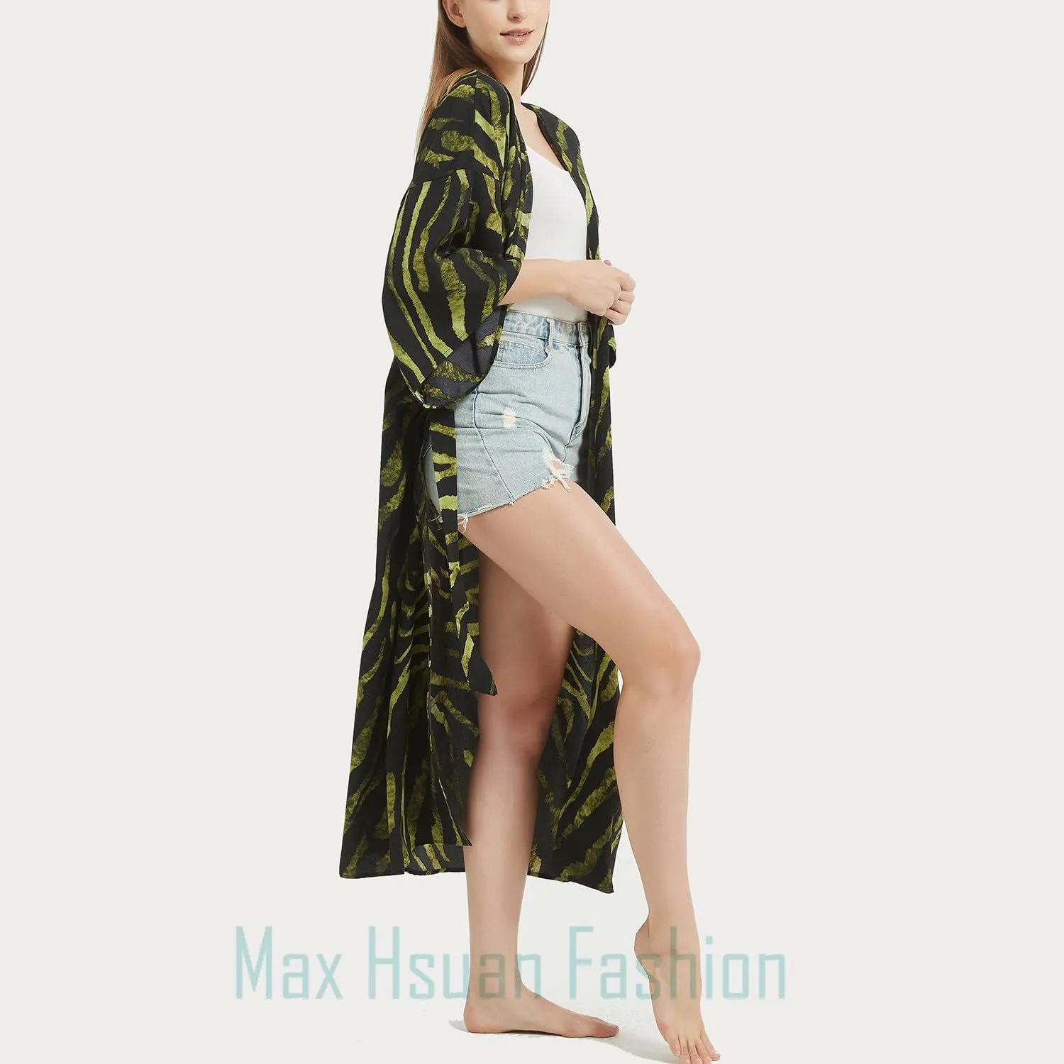 Women's Bohemian Floral Print Kimono Cardigan Summer Swimsuit Beach Cover Up Dresses