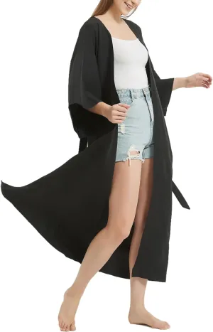 Women's Bohemian Floral Print Kimono Cardigan Summer Swimsuit Beach Cover Up Dresses
