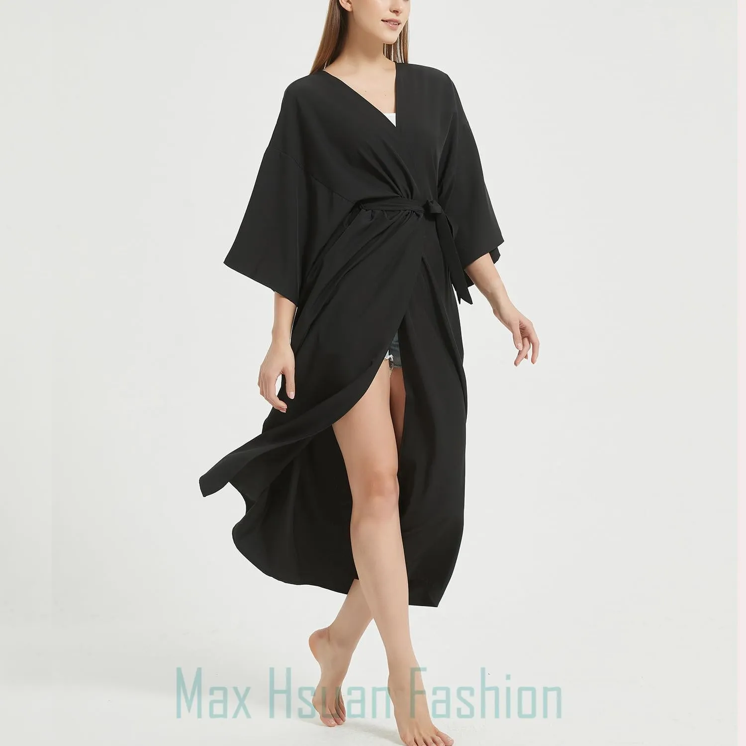 Women's Bohemian Floral Print Kimono Cardigan Summer Swimsuit Beach Cover Up Dresses