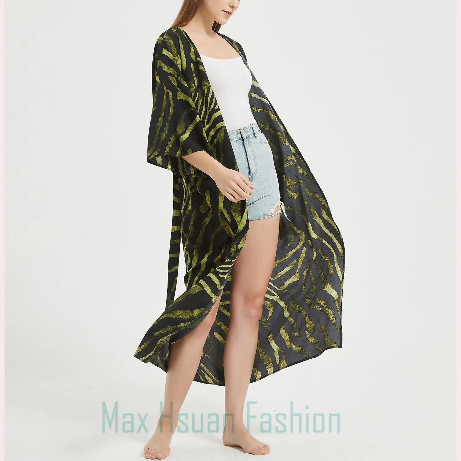 Women's Bohemian Floral Print Kimono Cardigan Summer Swimsuit Beach Cover Up Dresses