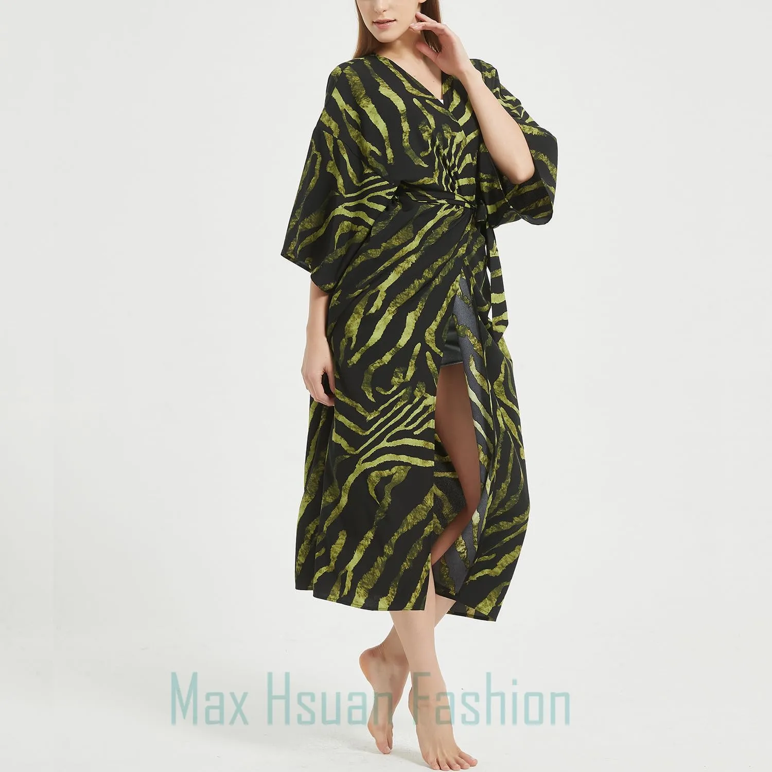 Women's Bohemian Floral Print Kimono Cardigan Summer Swimsuit Beach Cover Up Dresses
