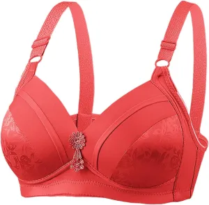 Womens Bra Wireless Steel Ring Thin Gathered Breathable Jacquard Underwear Bras