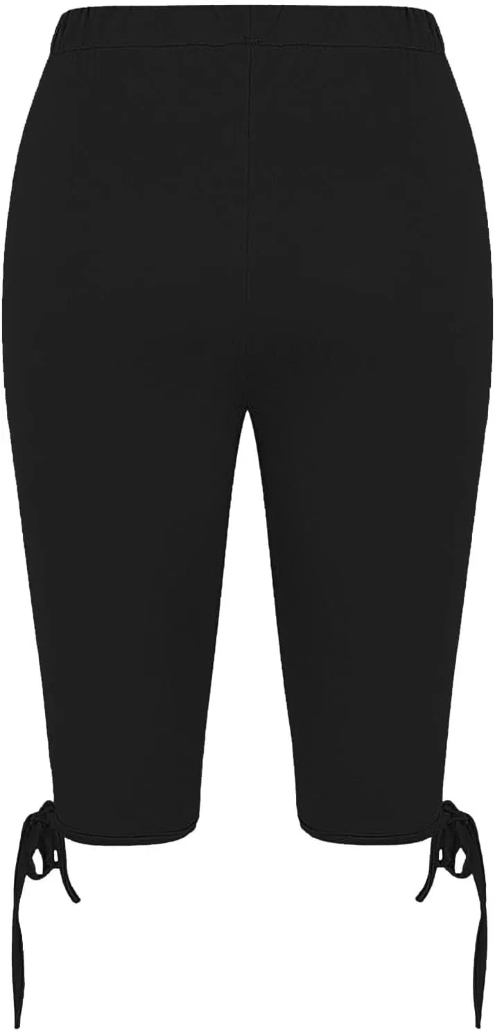 Womens Capris for Summer 2025 High Waist Yoga Pants Solid Color Comfy Stretchy Leggings Workout Compression Pants