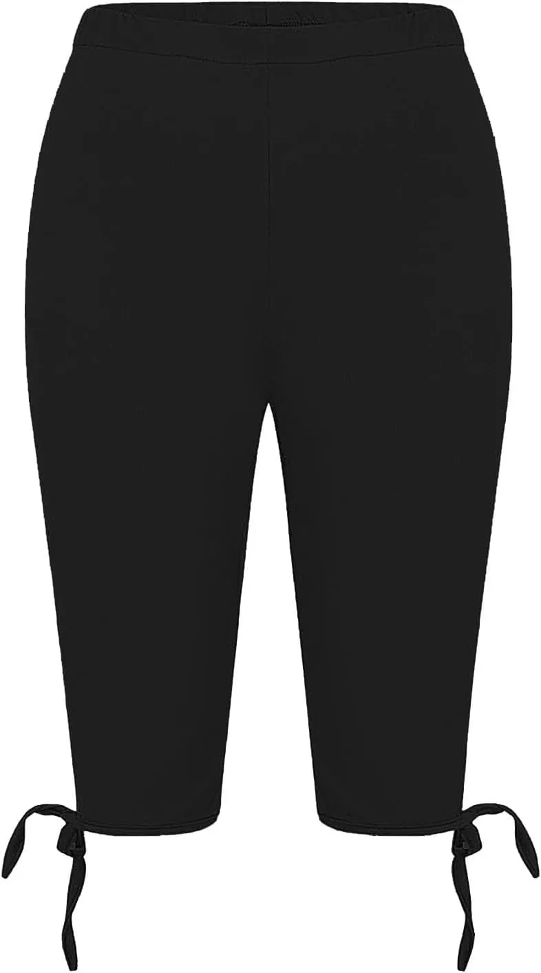 Womens Capris for Summer 2025 High Waist Yoga Pants Solid Color Comfy Stretchy Leggings Workout Compression Pants