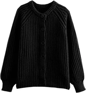 Womens Cardigan Sweater Button Down Long Sleeve Chunky Soft Knit Sweater Fall Open Front Loose Casual Cardigan Coat
