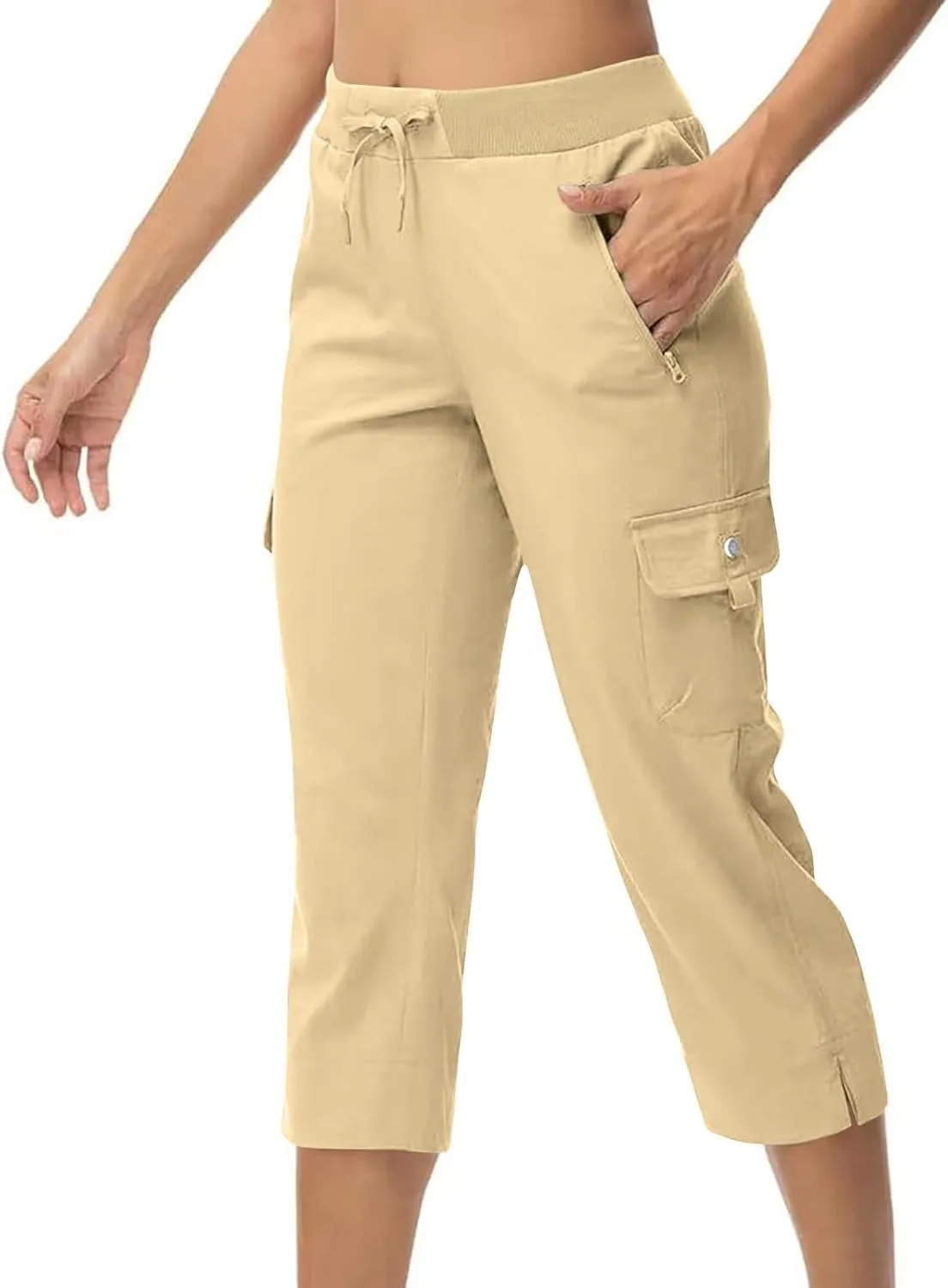 Womens Cargo Capris Hiking Pants Lightweight Quick Dry Outdoor Athletic Travel Trousers Casual Joggers Multi Pockets