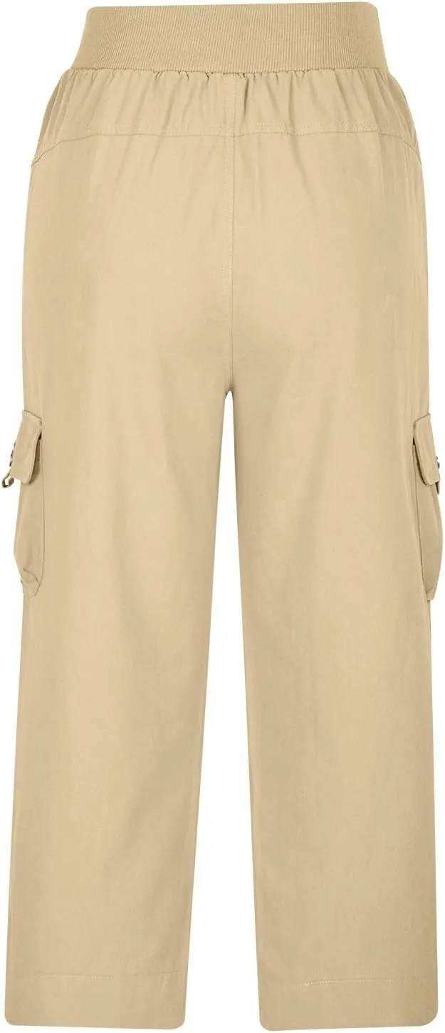 Womens Cargo Capris Hiking Pants Lightweight Quick Dry Outdoor Athletic Travel Trousers Casual Joggers Multi Pockets