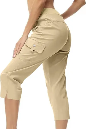 Womens Cargo Capris Hiking Pants Lightweight Quick Dry Outdoor Athletic Travel Trousers Casual Joggers Multi Pockets