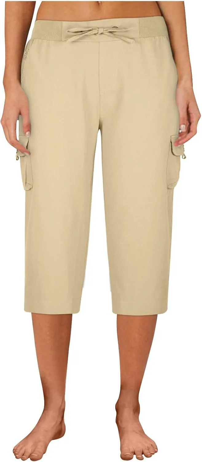 Womens Cargo Capris Hiking Pants Lightweight Quick Dry Outdoor Athletic Travel Trousers Casual Joggers Multi Pockets