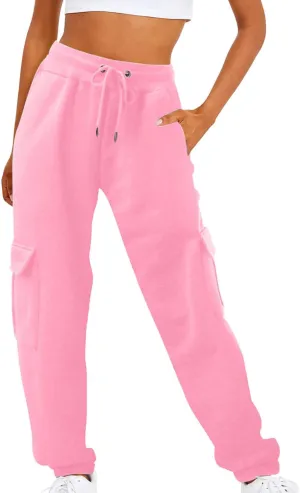 Womens Cargo Sweatpants Casual Loose Fit Workout Joggers Trendy Baggy Sweat Pants Fall Fashion Pants with Pockets