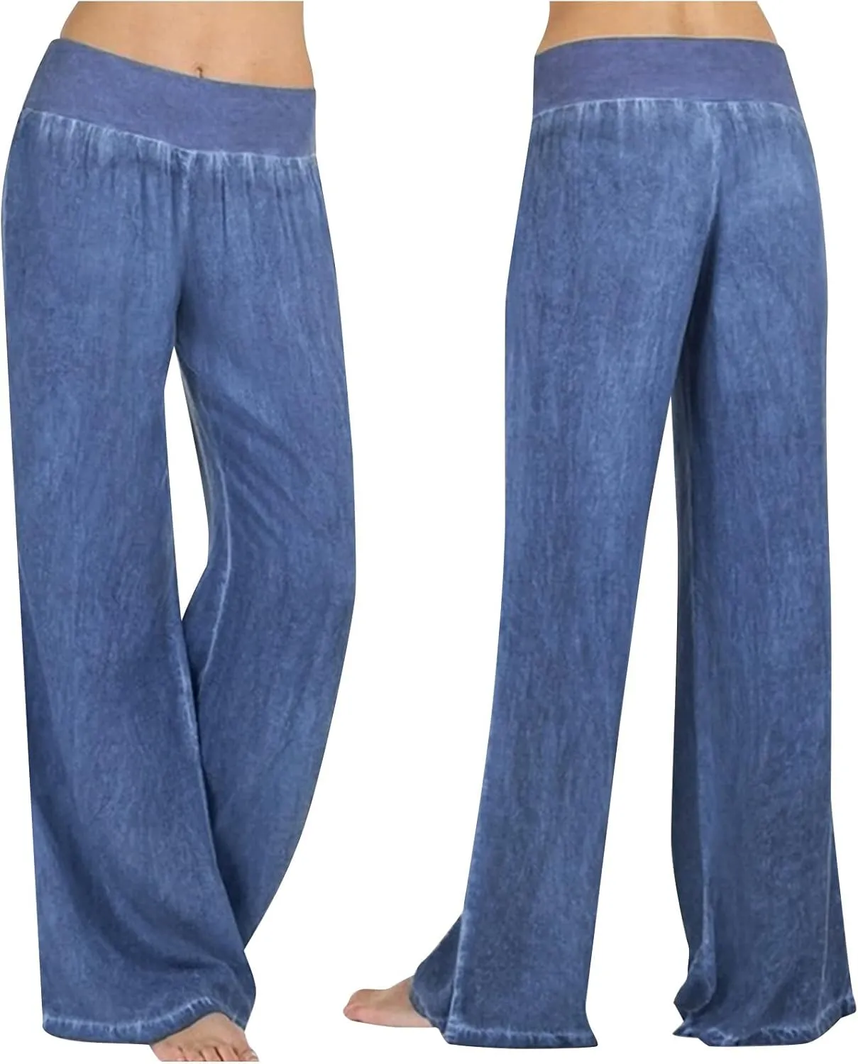 Womens Casual Solid Wide Leg Pants Bottom Boho Lounge Palazzo Pants Trendy High Waisted Oversized Baggy Slacks