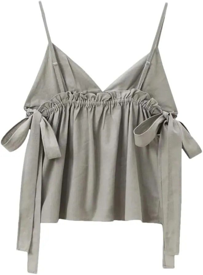 Women's European And American Summer Clothing Holiday Style Camisole Ruffled Backless Sexy Top