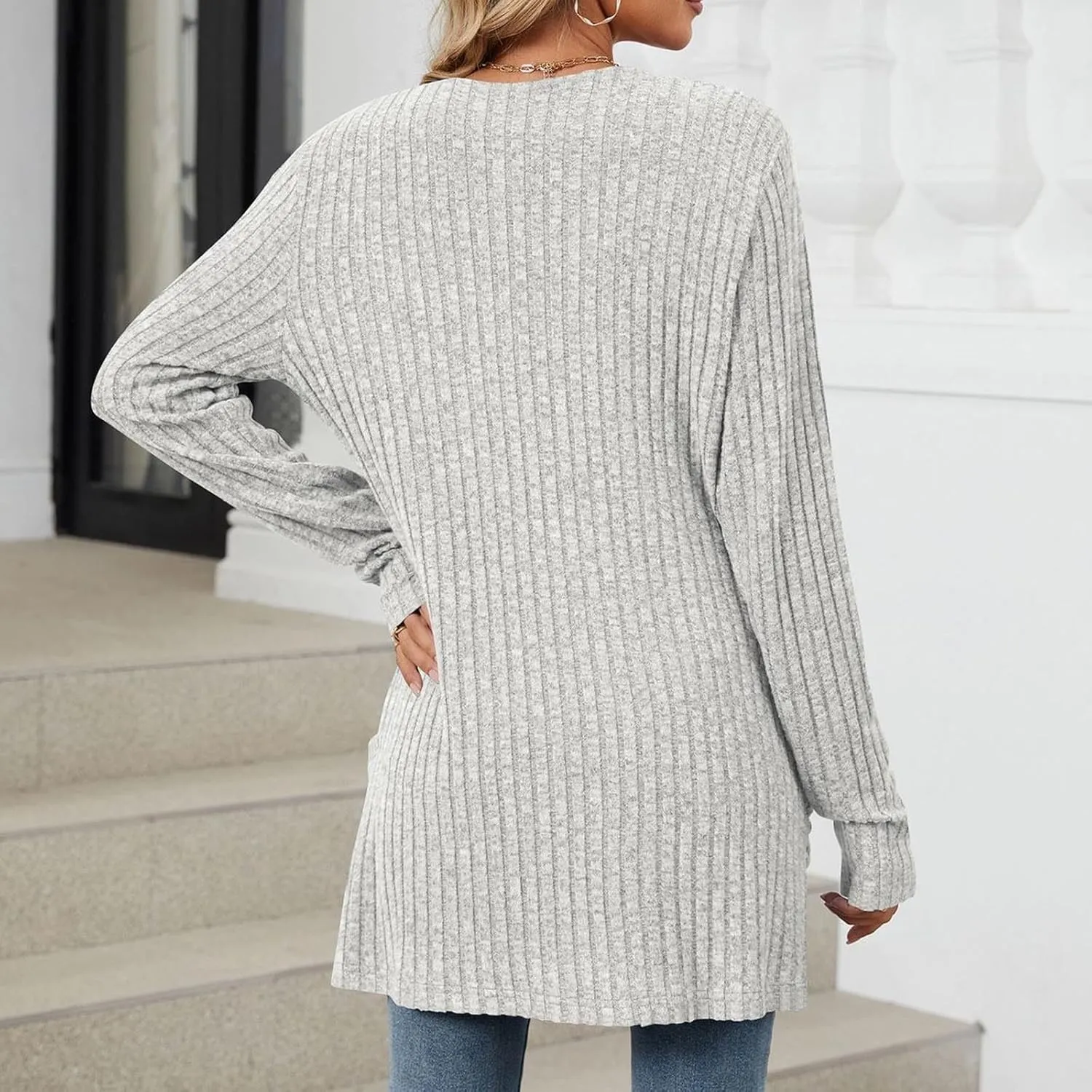 Womens Fall Fashion Cardigan Lightweight Soft Knit Cardigan Sweaters Long Sleeve Open Front Coat with Pockets