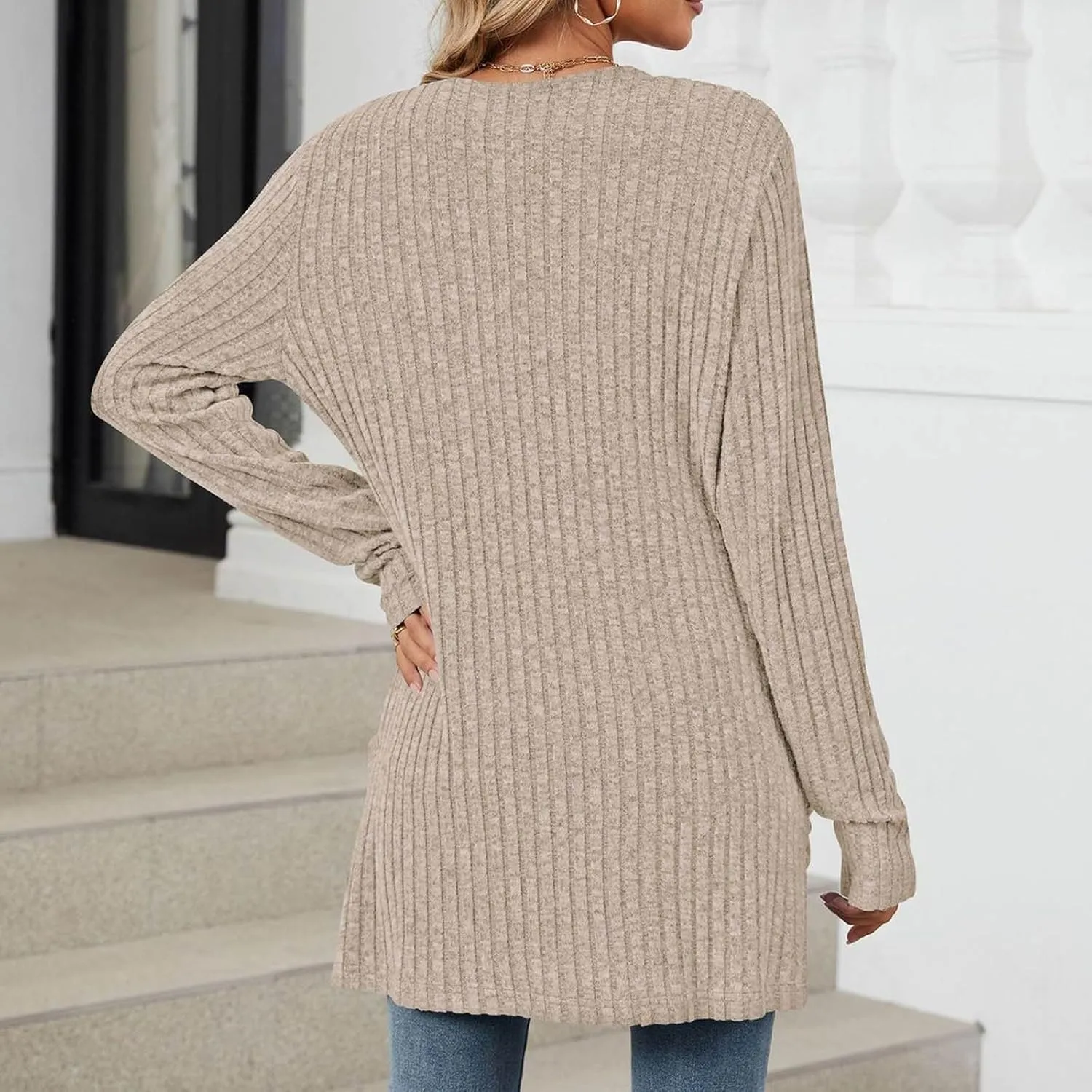 Womens Fall Fashion Cardigan Lightweight Soft Knit Cardigan Sweaters Long Sleeve Open Front Coat with Pockets