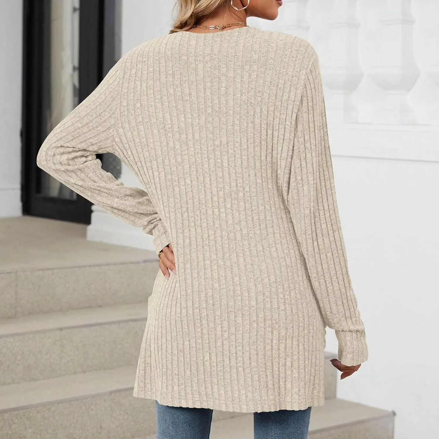 Womens Fall Fashion Cardigan Lightweight Soft Knit Cardigan Sweaters Long Sleeve Open Front Coat with Pockets