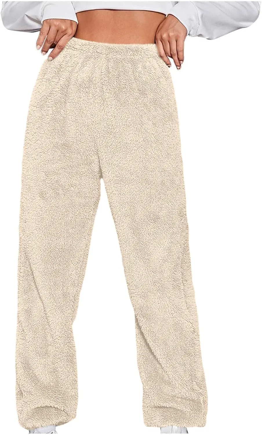 Womens Fuzzy Fleece Lounge Long Pants 2024 Winter Warm Sherpa Pajama Pants Comfy Soft Sleepwear Bottoms Joggers