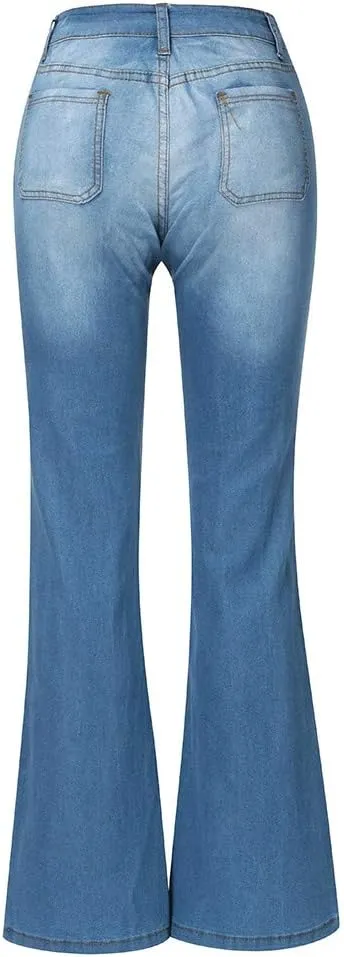 Women's High Rise Flare Jeans Skinny Bell Bottom Jeans Summer High Waisted Classic Casual Wide Leg Denim Pants