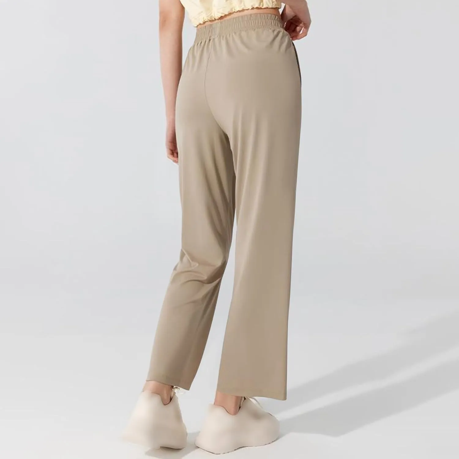 Women's High Waisted Wide Leg Pants with Pockets Casual Loose Palazzo Trousers Solid Straight Baggy Sweatpants Loungewear