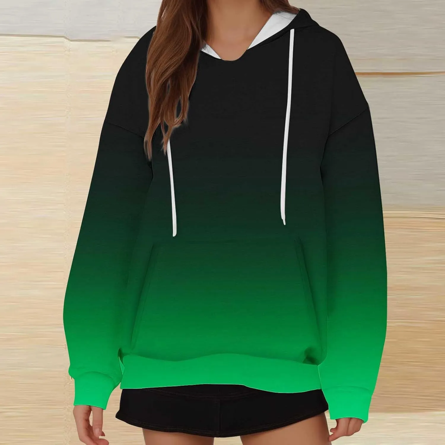 Womens Hoodies Tie Dye Print Long Sleeve Drawstring Pullover Tops Casual Loose Fit Sweatshirts Winter Fashion 2024