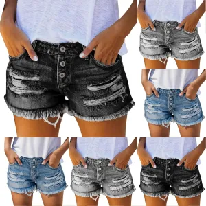 Womens Jean Shorts Ripped Stretchy Cut Off High Waisted Denim Shorts Lightweight Distressed Jeans Baggy Jorts