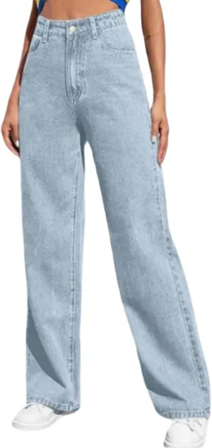 Womens Jeans High Waisted Straight Leg Loose Stretchy Lightweight Baggy Jeans Vintage Comfy Denim Sweatpants with Pockets
