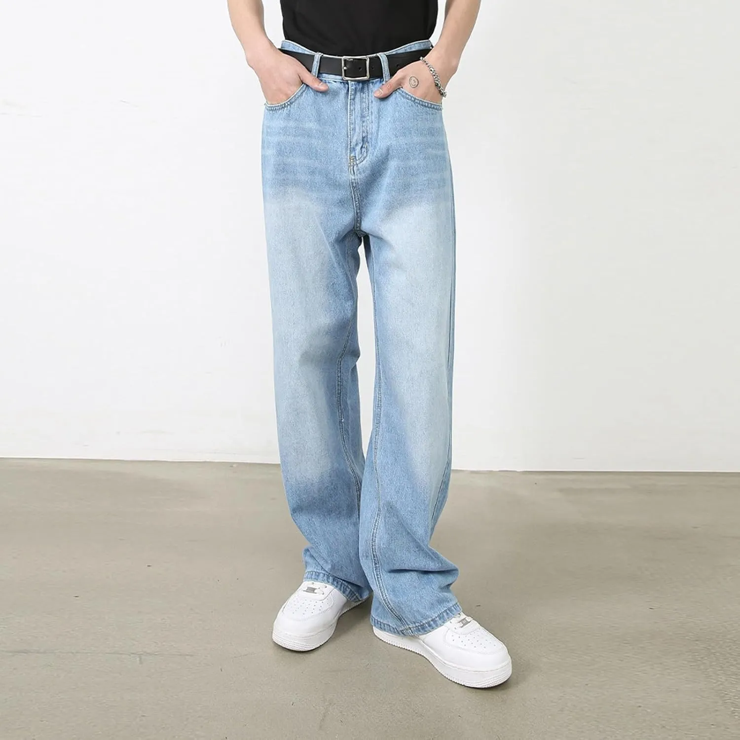 Women's Jeans Mid Rise Bootcut Baggy Jeans for Women Tummy Control Jeans Denim Pants