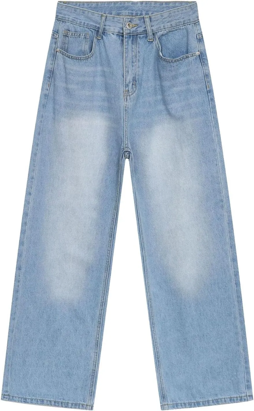 Women's Jeans Mid Rise Bootcut Baggy Jeans for Women Tummy Control Jeans Denim Pants