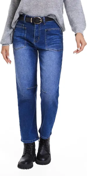 Womens Jeans Trendy High Waisted Stretchy Boyfriend Jeans for Women Baggy Denim Pants with Pocket
