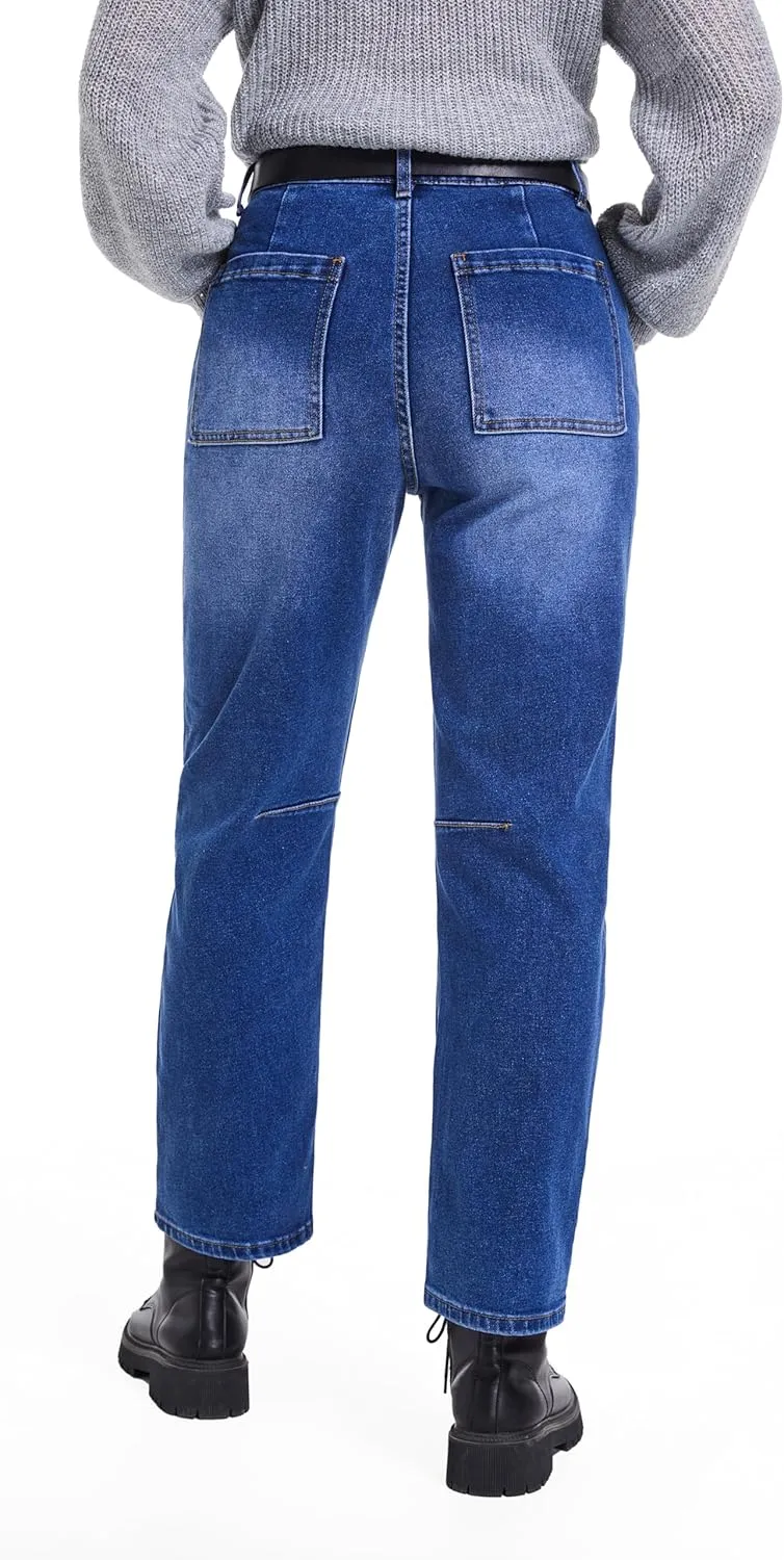 Womens Jeans Trendy High Waisted Stretchy Boyfriend Jeans for Women Baggy Denim Pants with Pocket