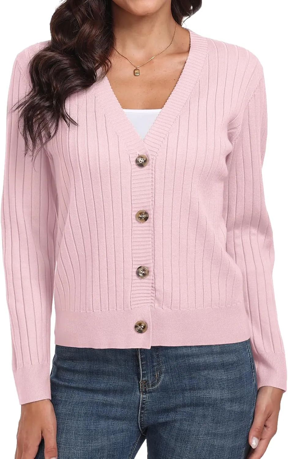 Women's Long Sleeve Cardigan Sweaters Casual V Neck Soft Knit Jacket Button Down Cardigan for Women Winter Fall