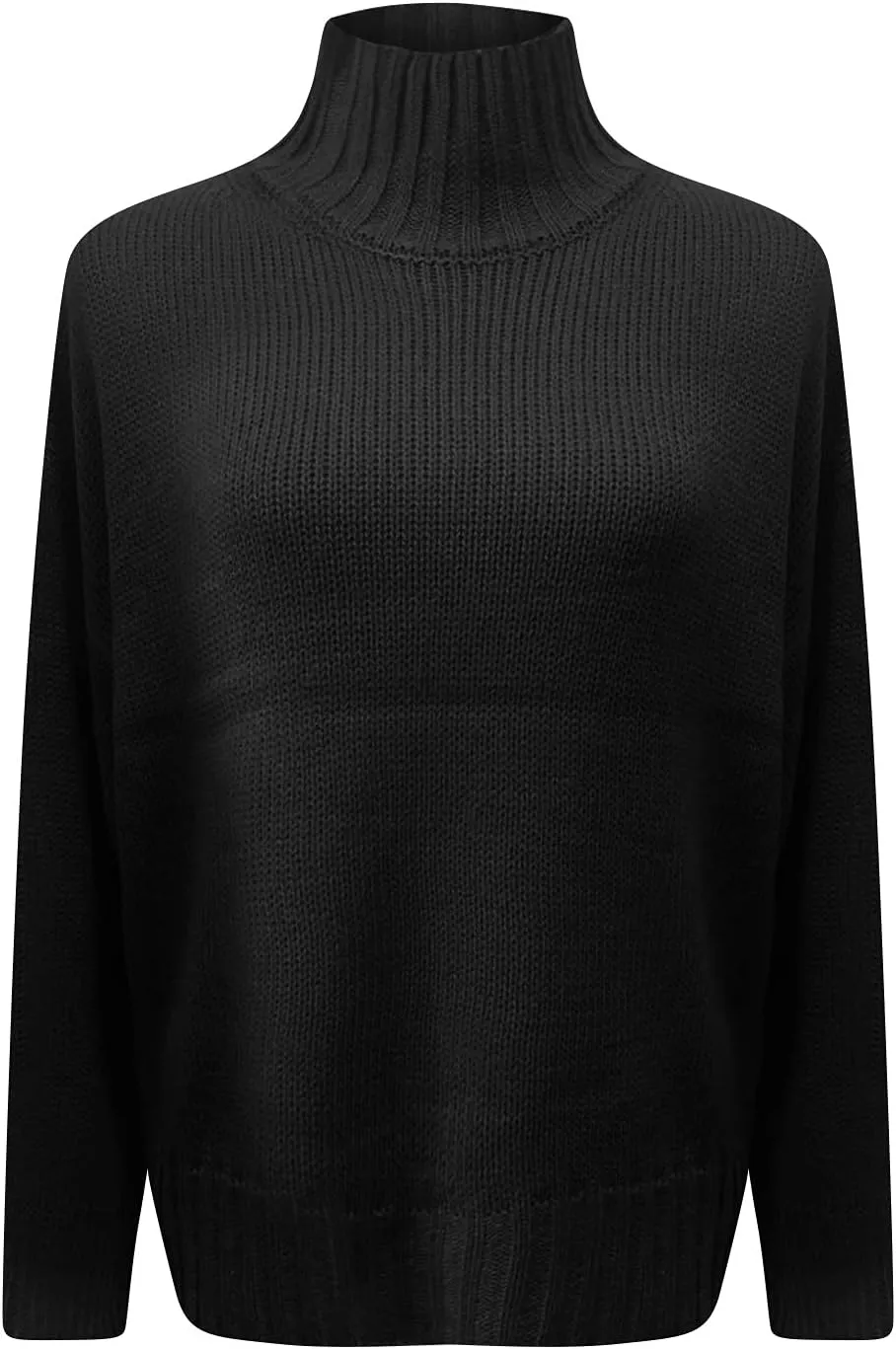 Women's Mock Neck Long Sleeve Soft Knit Pullover Sweater Tops 2024 Fall Turtleneck Ribbed Knit Casual Soft Jumper