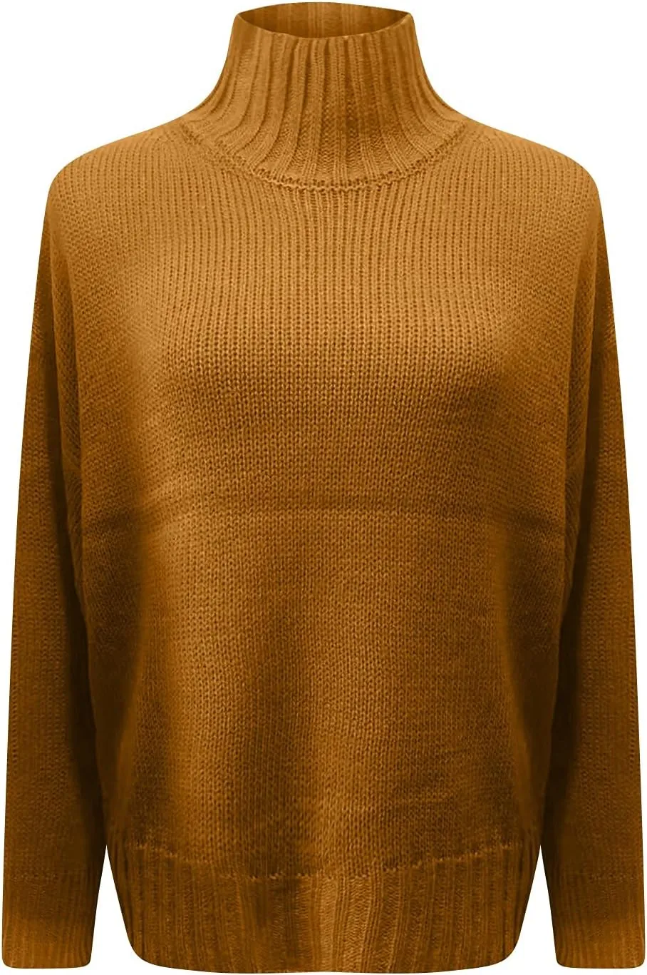 Women's Mock Neck Long Sleeve Soft Knit Pullover Sweater Tops 2024 Fall Turtleneck Ribbed Knit Casual Soft Jumper