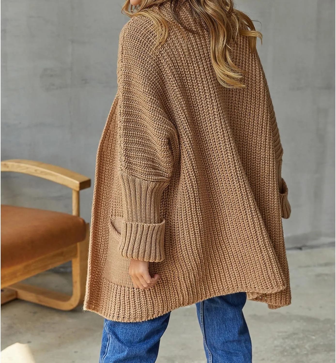 Womens Oversized Cardigans Soft Knit Cardigan Sweater Open Front Long Sleeve Sweater Coats Casual Fall Sweaters