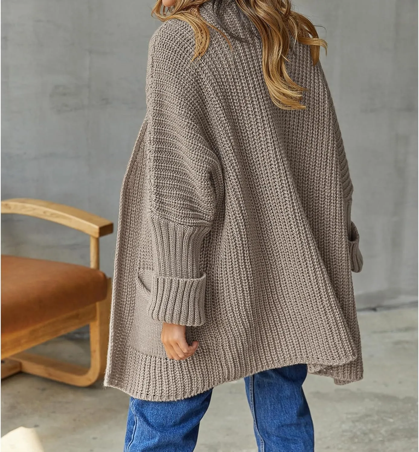 Womens Oversized Cardigans Soft Knit Cardigan Sweater Open Front Long Sleeve Sweater Coats Casual Fall Sweaters