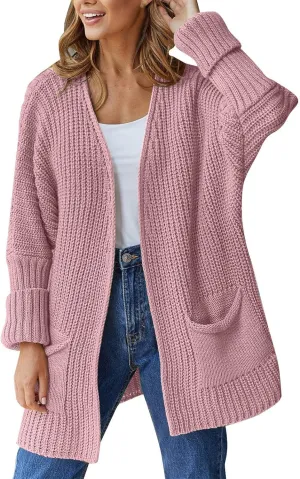 Womens Oversized Cardigans Soft Knit Cardigan Sweater Open Front Long Sleeve Sweater Coats Casual Fall Sweaters