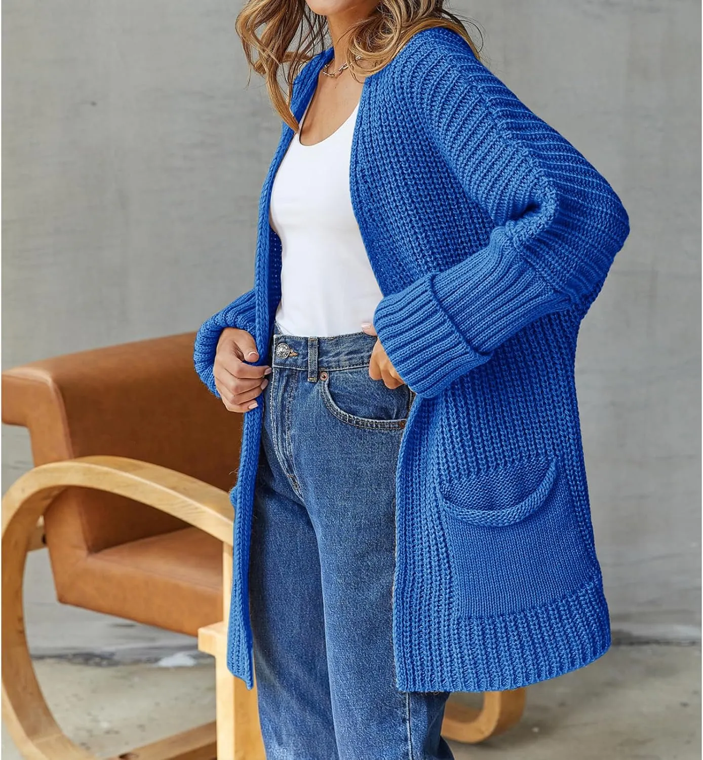 Womens Oversized Cardigans Soft Knit Cardigan Sweater Open Front Long Sleeve Sweater Coats Casual Fall Sweaters