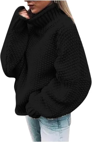 Womens Oversized Pullover Sweaters Fall Winter Soft Knit Turtleneck Sweater Long Sleeve Baggy Slouchy Jumper Tops