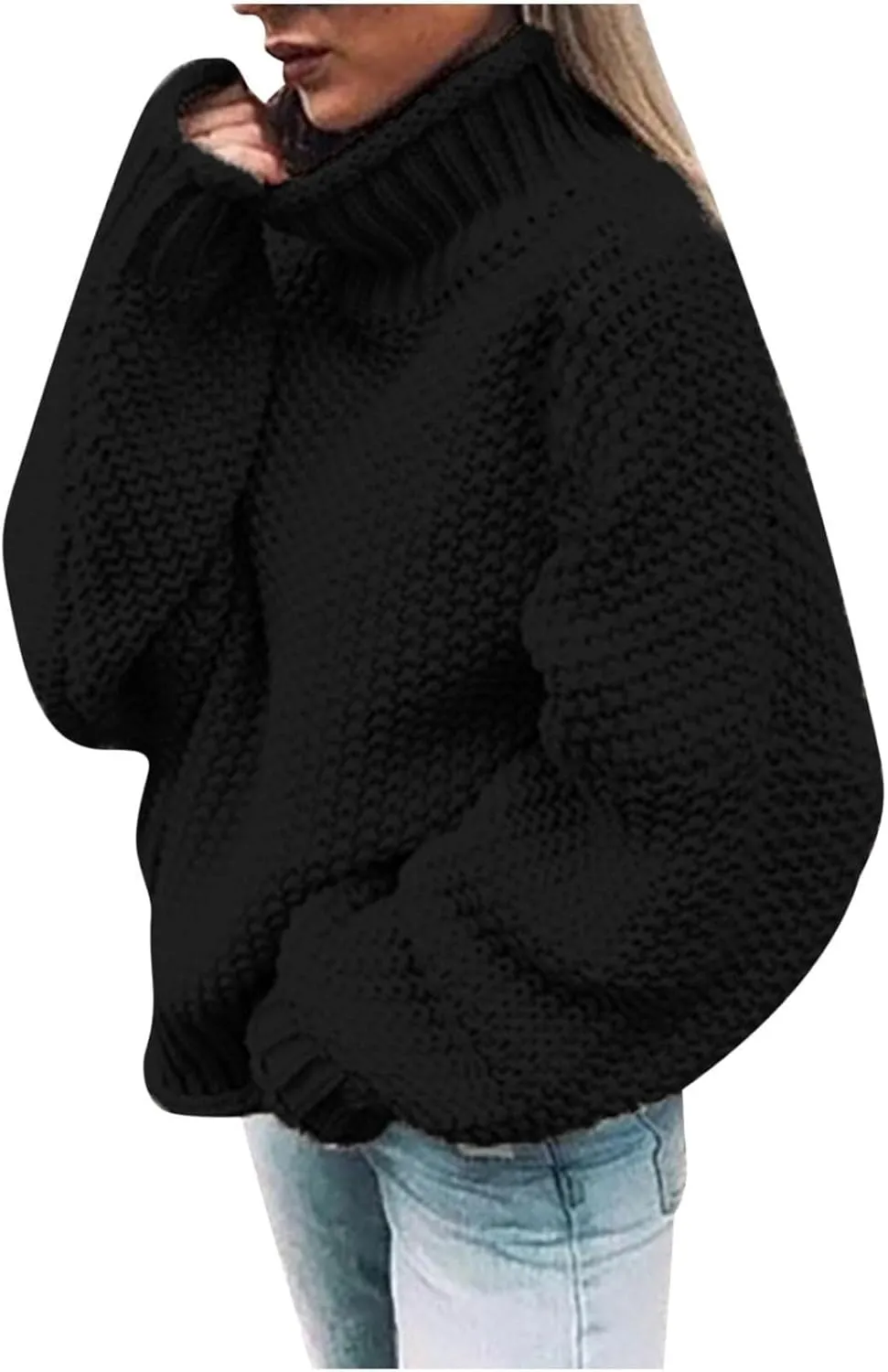 Womens Oversized Pullover Sweaters Fall Winter Soft Knit Turtleneck Sweater Long Sleeve Baggy Slouchy Jumper Tops