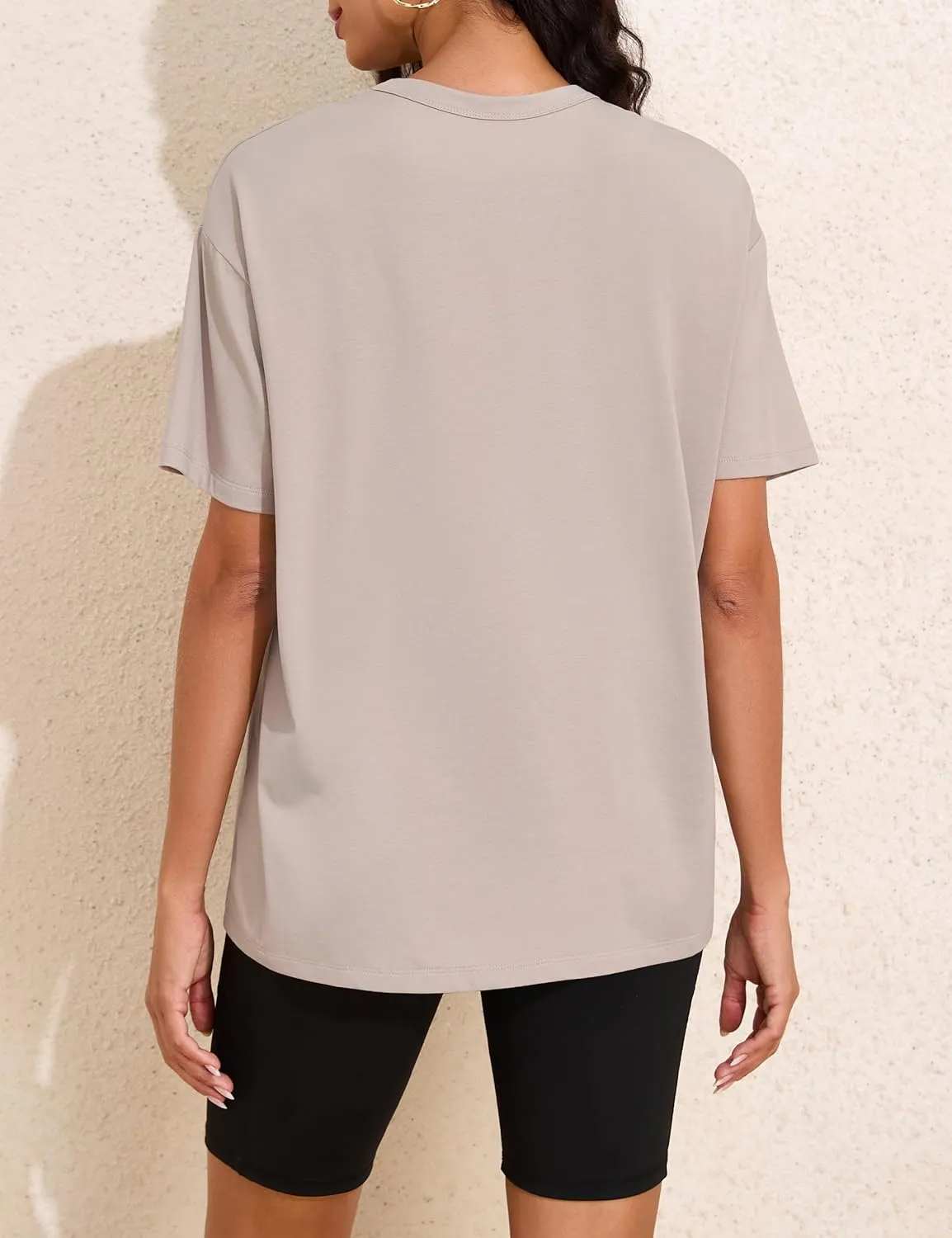 Womens Oversized Short Sleeve Crew Neck T Shirts Loose Fit Basic Tee Shirts Casual Summer Tops Cotton Modal Blend